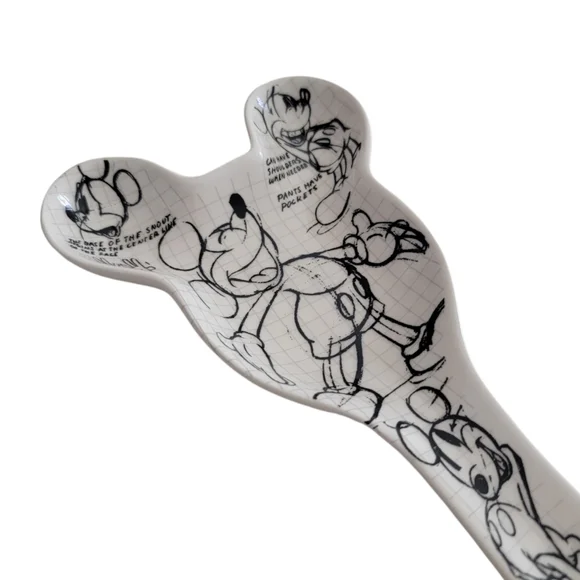 Disney Jerry Leigh Cartoon Handrawn Sketch Mickey Mouse Ceramic White Spoon Rest - Picture 3 of 6